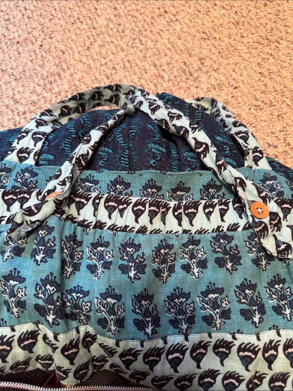 Faherty Teal and Navy Printed Linen Maxi Dress - Picture 4 of 6